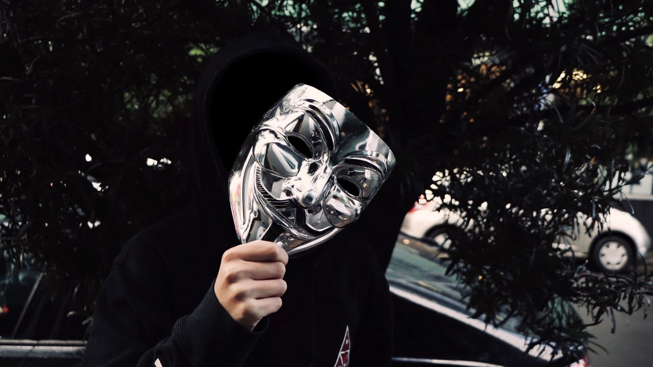 Wallpaper mask, metal, anonymous, man