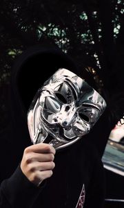 Preview wallpaper mask, metal, anonymous, man