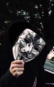 Preview wallpaper mask, metal, anonymous, man