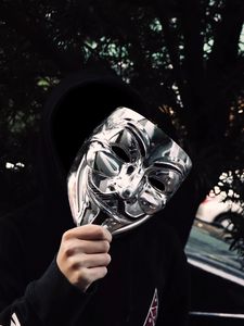 Preview wallpaper mask, metal, anonymous, man