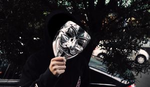 Preview wallpaper mask, metal, anonymous, man