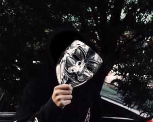 Preview wallpaper mask, metal, anonymous, man