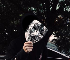 Preview wallpaper mask, metal, anonymous, man