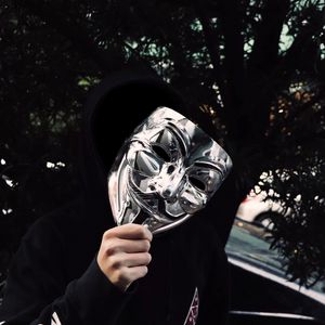 Preview wallpaper mask, metal, anonymous, man