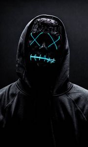Preview wallpaper mask, neon, anonymous, black