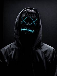 Preview wallpaper mask, neon, anonymous, black