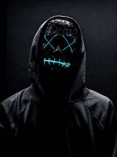 240x320 Wallpaper mask, neon, anonymous, black