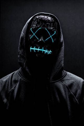320x480 Wallpaper mask, neon, anonymous, black