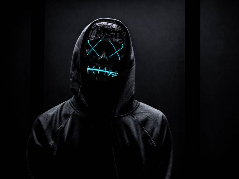 800x600 Wallpaper mask, neon, anonymous, black