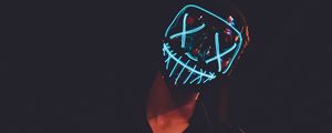 Preview wallpaper mask, neon, glow, dark, silhouette