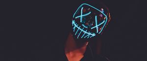 Preview wallpaper mask, neon, glow, dark, silhouette