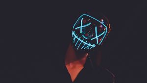 Preview wallpaper mask, neon, glow, dark, silhouette