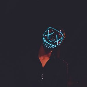 Preview wallpaper mask, neon, glow, dark, silhouette