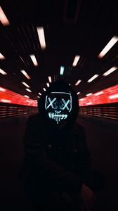 Preview wallpaper mask, neon, hood, light movement