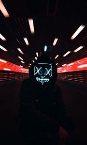 Preview wallpaper mask, neon, hood, light movement