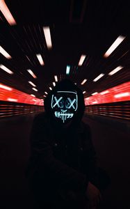 Preview wallpaper mask, neon, hood, light movement