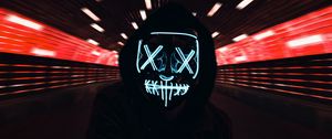 Preview wallpaper mask, neon, hood, light movement