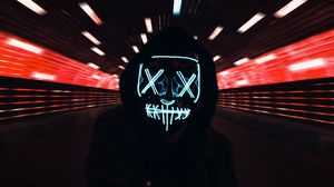 Preview wallpaper mask, neon, hood, light movement