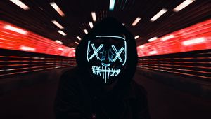 Preview wallpaper mask, neon, hood, light movement