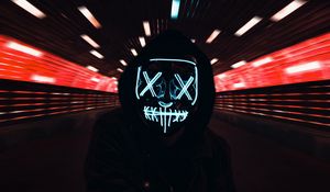 Preview wallpaper mask, neon, hood, light movement