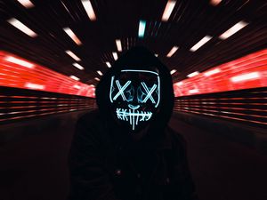 Preview wallpaper mask, neon, hood, light movement