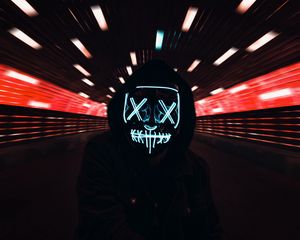 Preview wallpaper mask, neon, hood, light movement