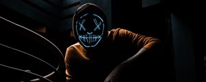 Preview wallpaper mask, neon, hood, anonymous, posture