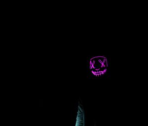 Preview wallpaper mask, neon, man, purple, darkness