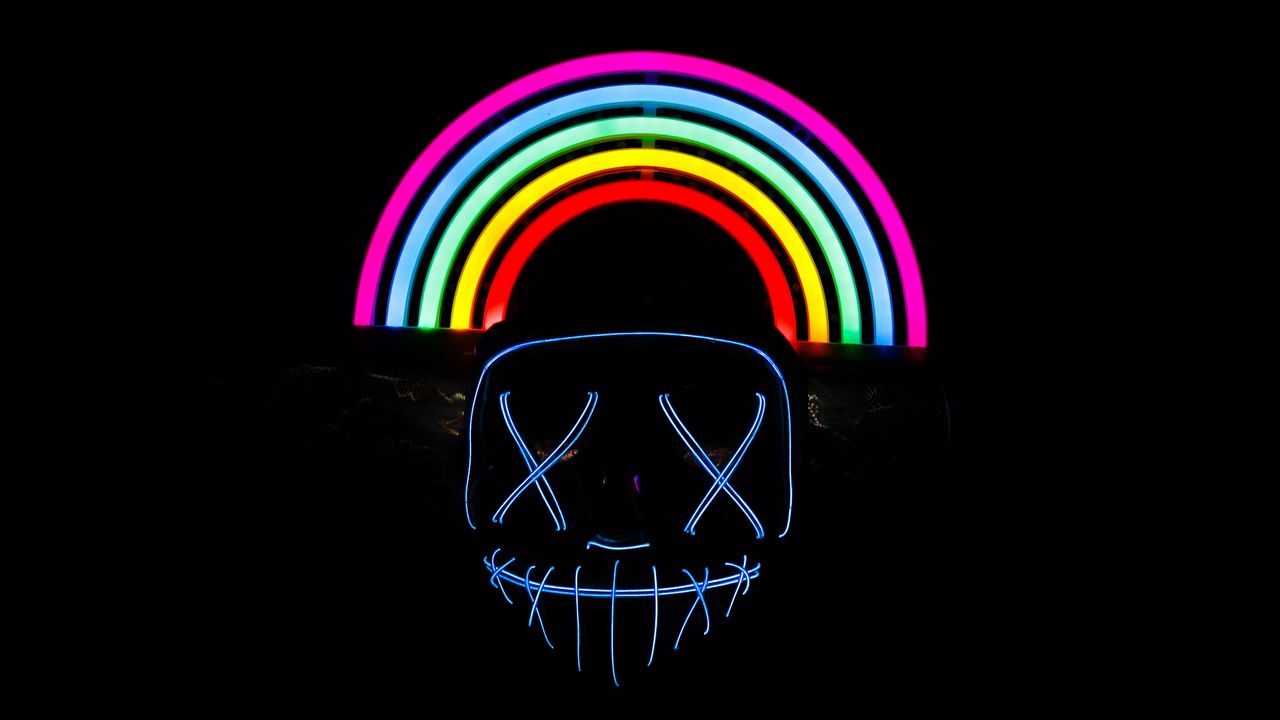 Wallpaper mask, rainbow, neon, dark