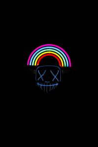 Preview wallpaper mask, rainbow, neon, dark