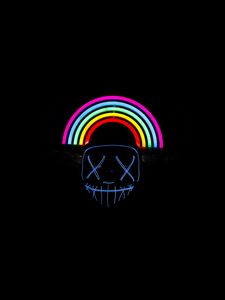 Preview wallpaper mask, rainbow, neon, dark