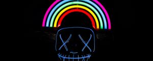 Preview wallpaper mask, rainbow, neon, dark