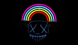 Preview wallpaper mask, rainbow, neon, dark