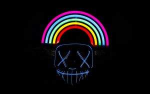 Preview wallpaper mask, rainbow, neon, dark