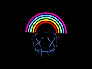 Preview wallpaper mask, rainbow, neon, dark