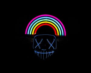 Preview wallpaper mask, rainbow, neon, dark