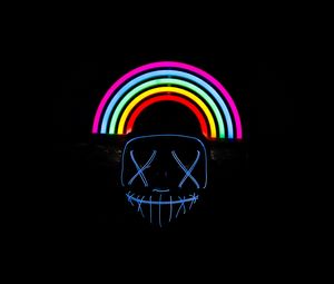 Preview wallpaper mask, rainbow, neon, dark