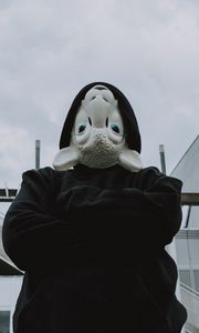 Preview wallpaper mask, sheep, hood, hoodie, black