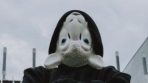 Preview wallpaper mask, sheep, hood, hoodie, black