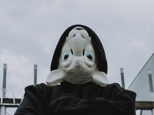 Preview wallpaper mask, sheep, hood, hoodie, black