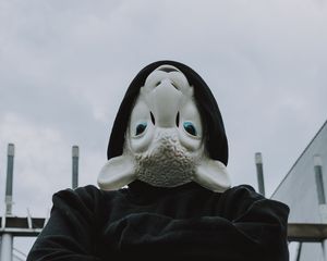 Preview wallpaper mask, sheep, hood, hoodie, black