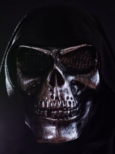 Preview wallpaper mask, skull, hood, dark