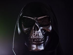 Preview wallpaper mask, skull, hood, dark