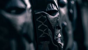 Preview wallpaper mask, wooden, black, magic
