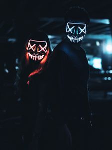 Preview wallpaper masks, pair, dark, neon, glow