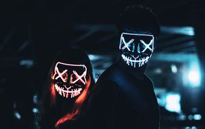 Preview wallpaper masks, pair, dark, neon, glow