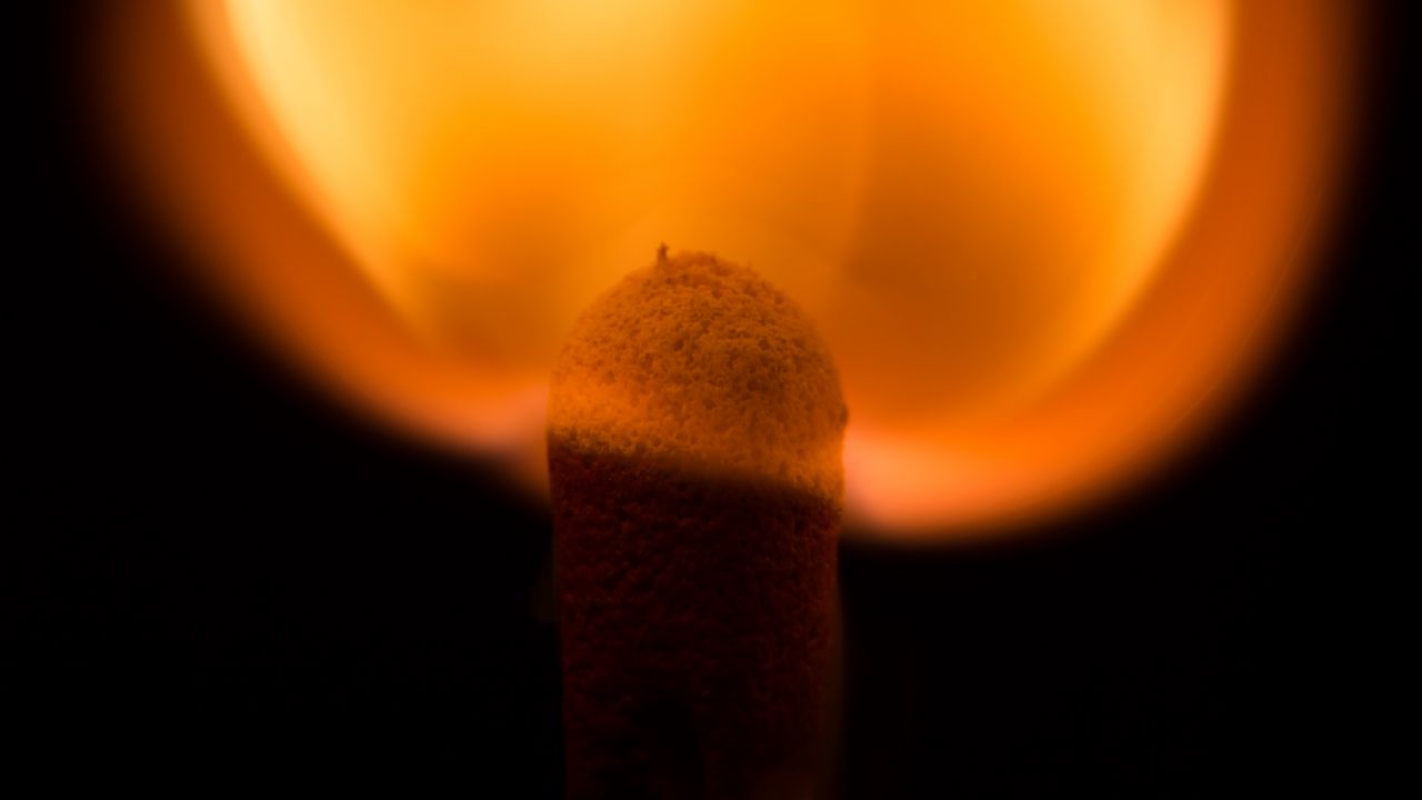 Wallpaper match, fire, dark, macro