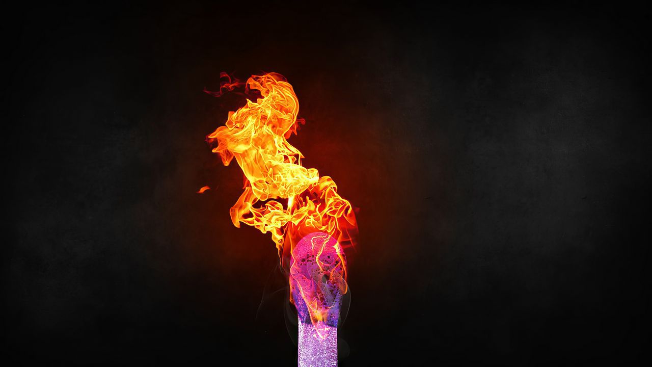 Wallpaper match, fire, darkness, flame