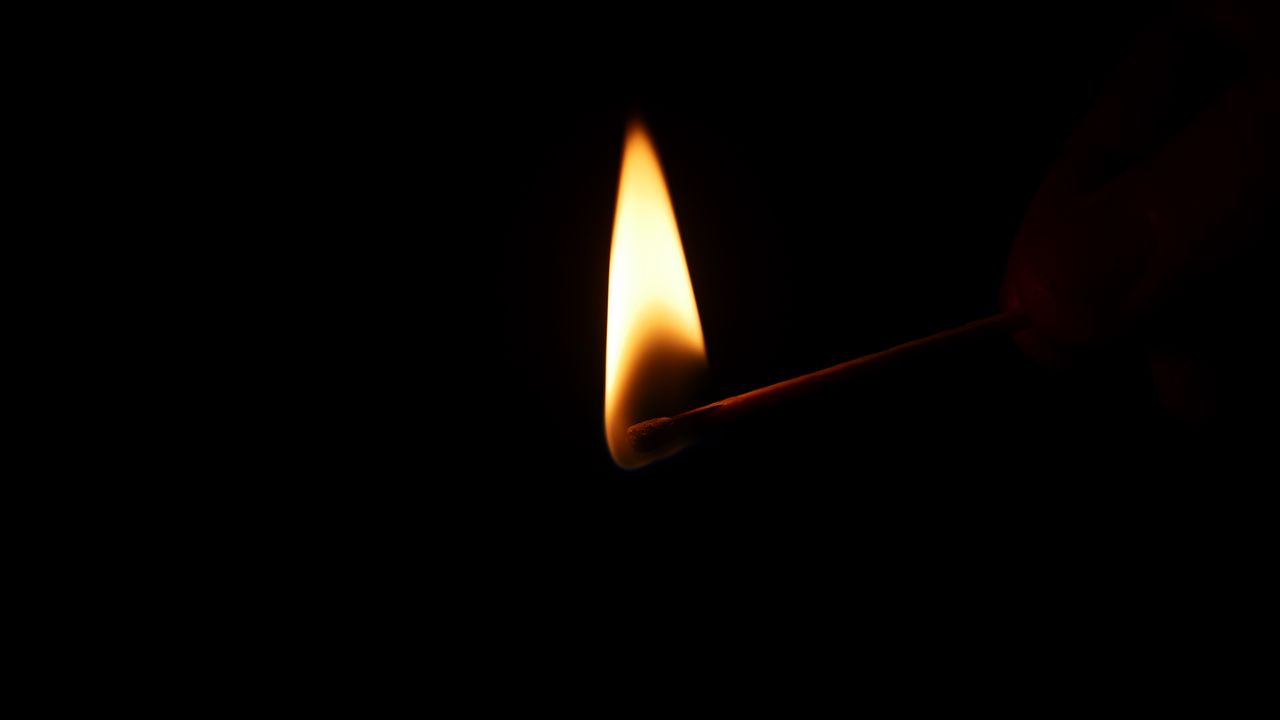 Wallpaper match, fire, macro, dark