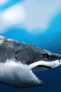 Preview wallpaper maw, shark, art, under the water, hunger, profile